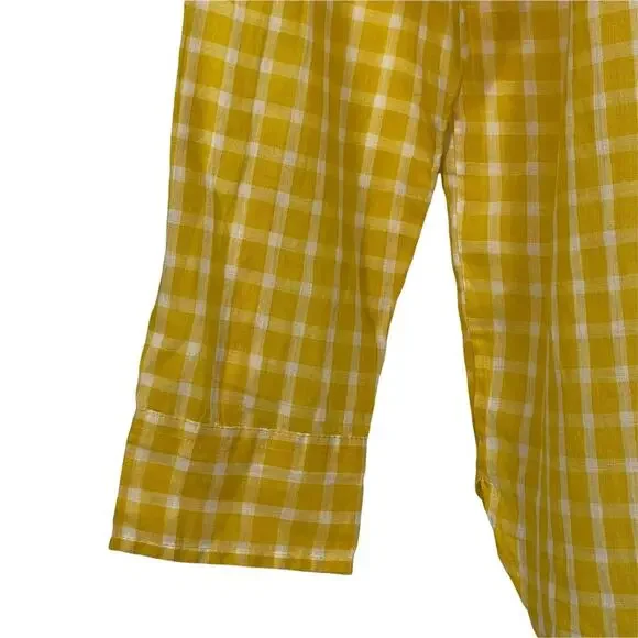 J. Crew Blouse Top Ruffled Popover Mini Window Pane Yellow Size XS NWOT - Picture 4 of 9